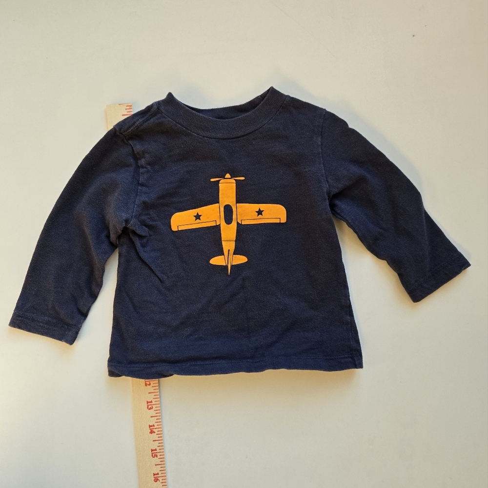 Little Me Navy Long Sleeve T-Shirt with Yellow Airplane 18M